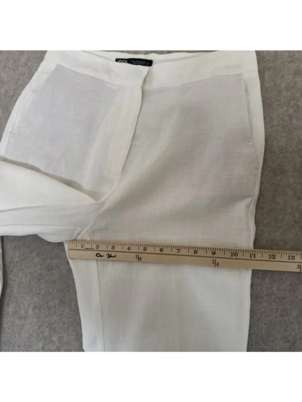 Zara High Waist Linen Flare Pants Womens M White Coastal New